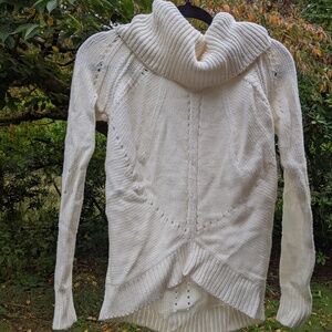 Ann Taylor LOFT Ribbed Cowl Neck White Sweater Size Small